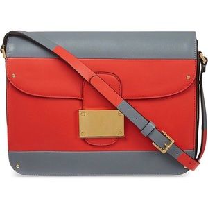 Valentino women’s Rivet red gray Colorblock shoulder bag
